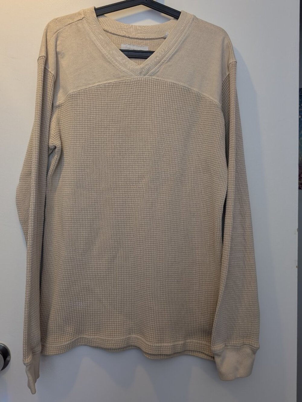 Standard/Cloth Cream Waffle Weave Sweater Men's Size Medium